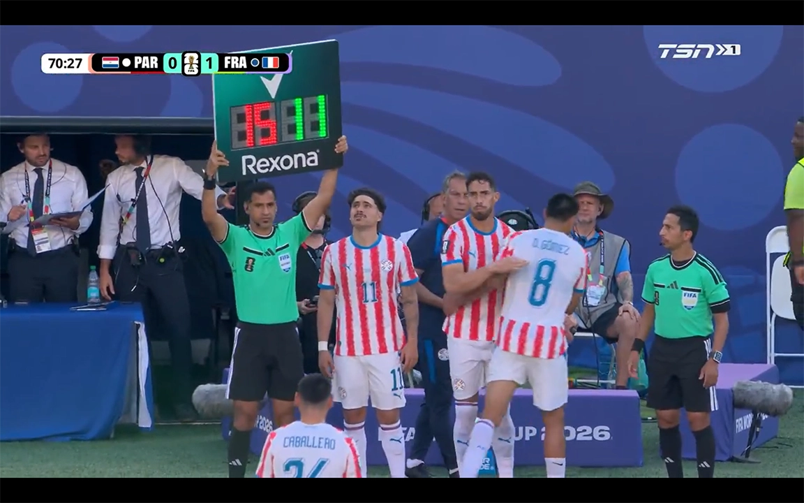 Paraguay - Francia tavoletta sostituzione giocatori AMB Elettronic